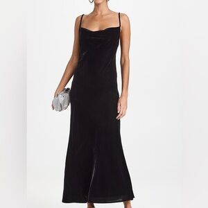 $535 NWT Rhode Jemima Velvet Dress in Black Sz 8